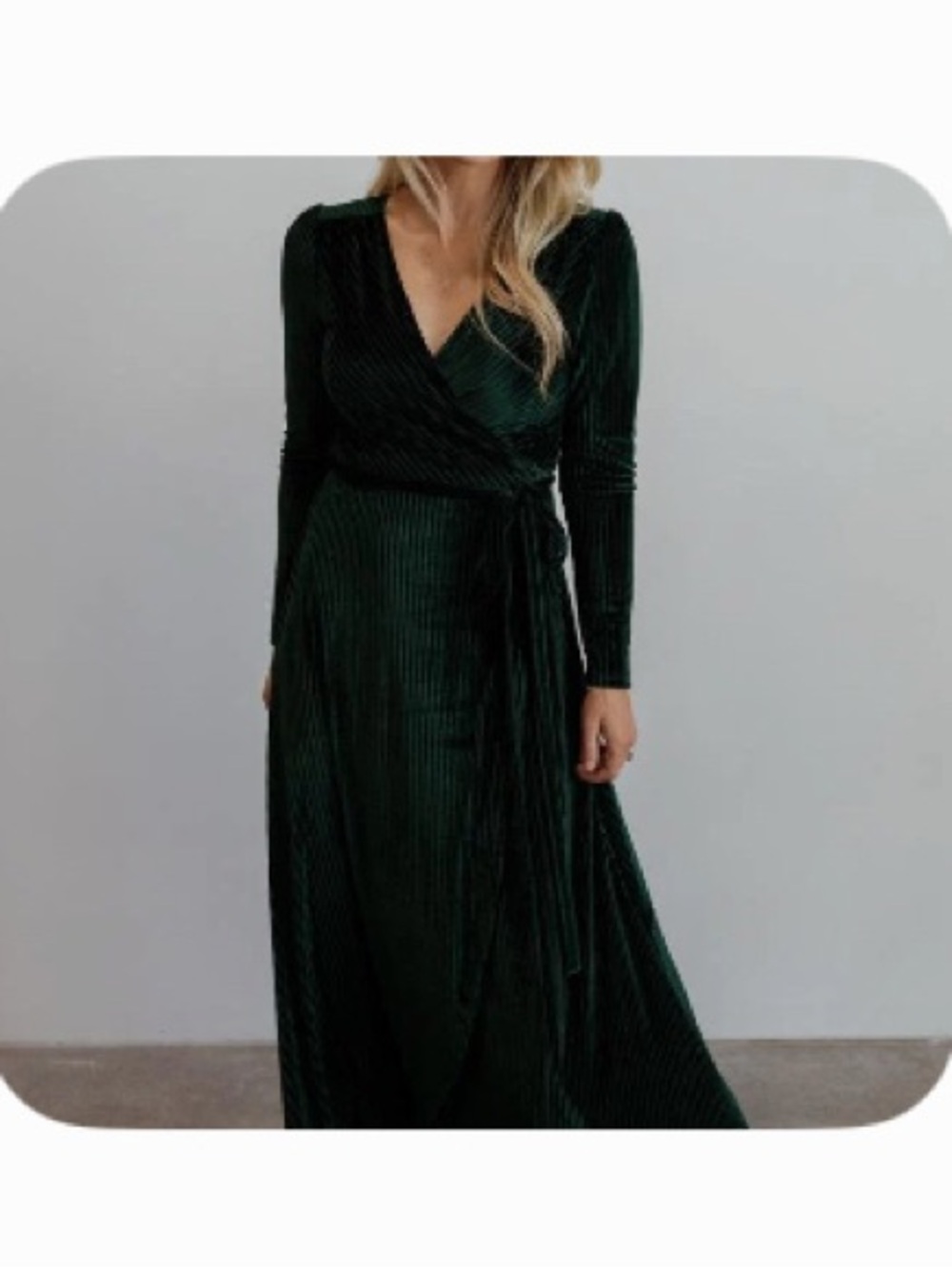 Baltic Born Deep Green Velvet Wrap Maxi Dress
